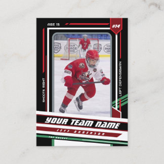 Custom Red & Black Ice Hockey Player Card コーリングカード