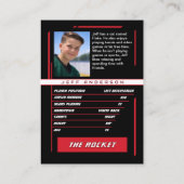 Custom Red & Black Ice Hockey Player Card コーリングカード (裏面)