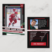 Custom Red & Black Ice Hockey Player Card コーリングカード (正面/裏面)