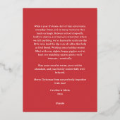 Custom Red Bow Family Christmas Photo Letter Gold 箔シーズンカード (裏面)