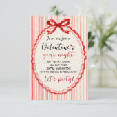 Custom Red Bow Galentines Party Invitation 出欠カード (スタンド正面)