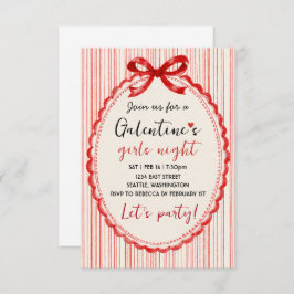 Custom Red Bow Galentines Party Invitation 出欠カード