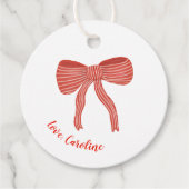 Custom Red Bow Personalized Valentine's Day  フェイバータグ (正面)