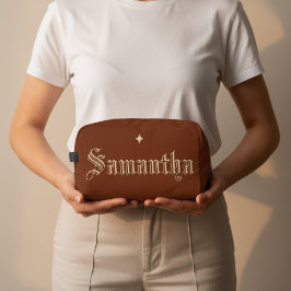 Custom Red Brown Toiletry Bag for Mom or Teacher ドップキット