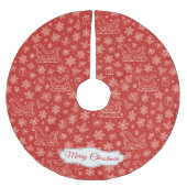 Custom Red Doodle Christmas Sleigh Pattern ブラッシュドポリエステルツリースカート (正面)
