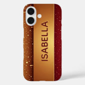 Custom Red Dripping Paint Over Gold Glitter Luxe Case-Mate iPhoneケース (裏面)