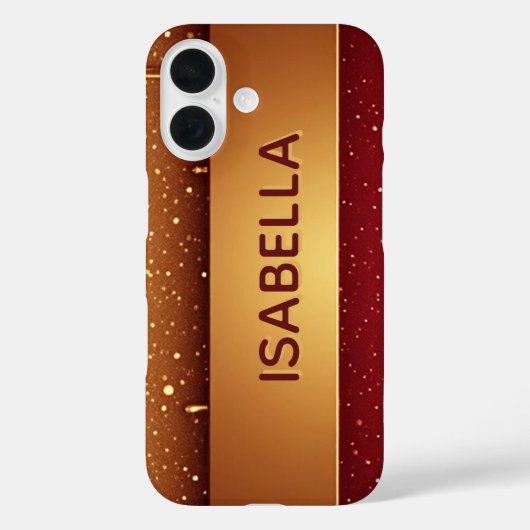 Custom Red Dripping Paint Over Gold Glitter Luxe Case-Mate iPhoneケース (裏面)