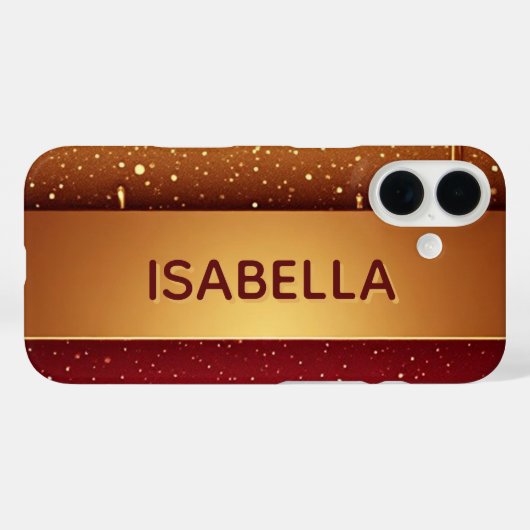 Custom Red Dripping Paint Over Gold Glitter Luxe Case-Mate iPhoneケース (裏面 (横))