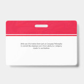Custom Red Employee ID Identification Photo Bar バッジ (裏面)