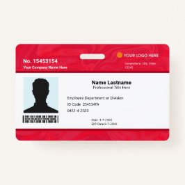 Custom Red Employee ID Identification Photo Bar バッジ