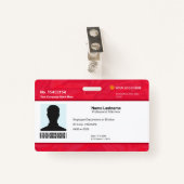 Custom Red Employee ID Identification Photo Bar バッジ (正面クリップ)