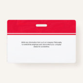 Custom Red Employee ID Identification Photo Bar バッジ (裏面)