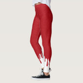 Custom Red Glitter Leggings with White Drips レギンス (左)