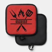 Custom Red Grilling Apron 鍋敷き (正面/裏面)