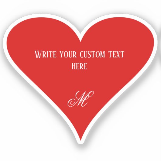Custom Red Heart Valentine's Day Name & Monogram シール (正面)
