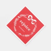 Custom Red Modern Hand Drawn Bow Rejoice Christmas スタンダードランチョンナプキン (角)