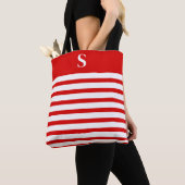 Custom Red Monogram  トートバッグ (クローズアップ)
