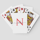 Custom Red Monogram Name Playing Cards トランプ (裏面)