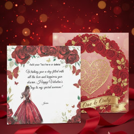 Custom Red Rose Dress Valentine's Day Card カード