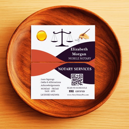 Custom Red White Black Notary Card Template  名刺