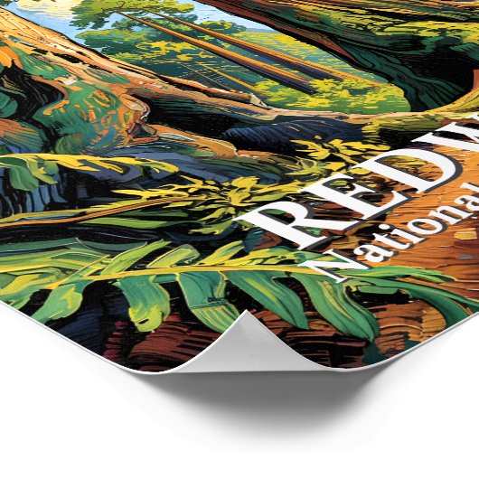 Custom Redwoods National Park California Van Gogh ポスター (角)