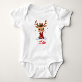 Custom Reindeer Christmas Baby Bodysuit Name ベビーボディスーツ