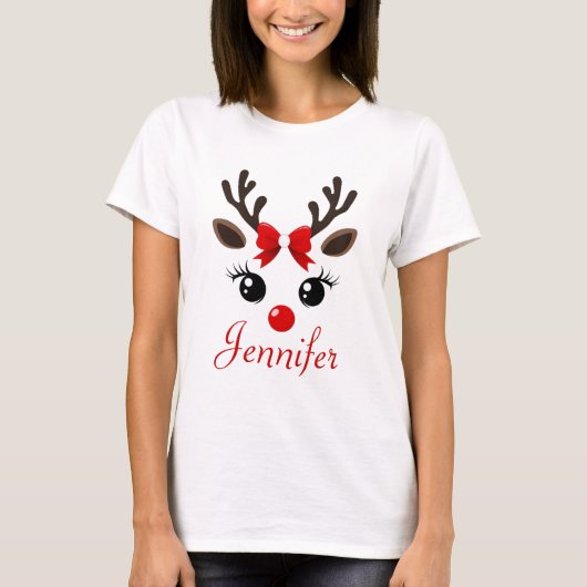 Custom Reindeer Christmas | Festive Holiday Tシャツ (正面)