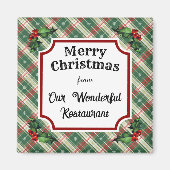 Custom Restaurant Christmas Plaid マグネット (正面)