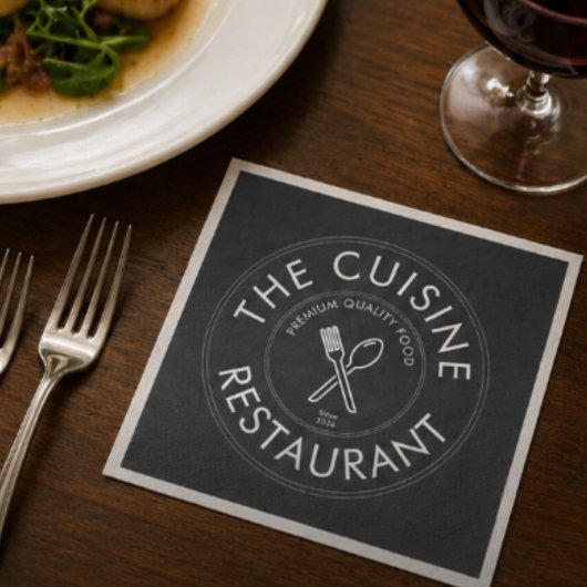 Custom Restaurant Logo Modern Square  スタンダードカクテルナプキン
