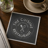 Custom Restaurant Logo Modern Square  スタンダードカクテルナプキン