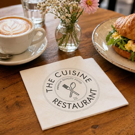 Custom Restaurant Logo Modern Square  スタンダードカクテルナプキン