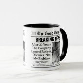 Custom Retirement Mug, Fun Gift Idea Newspaper  マグカップ (正面右)