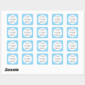 Custom Retro Blue Frame one Photo Square Sticker スクエアシール (シート)