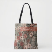 Custom Retro Boho Brown Terracotta Maximalist Chic トートバッグ (正面)