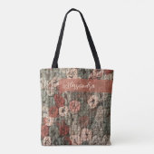Custom Retro Boho Brown Terracotta Maximalist Chic トートバッグ (裏面)