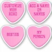 Custom Retro Candy Heart 4 Pink Vinyl Stickers シール (正面)