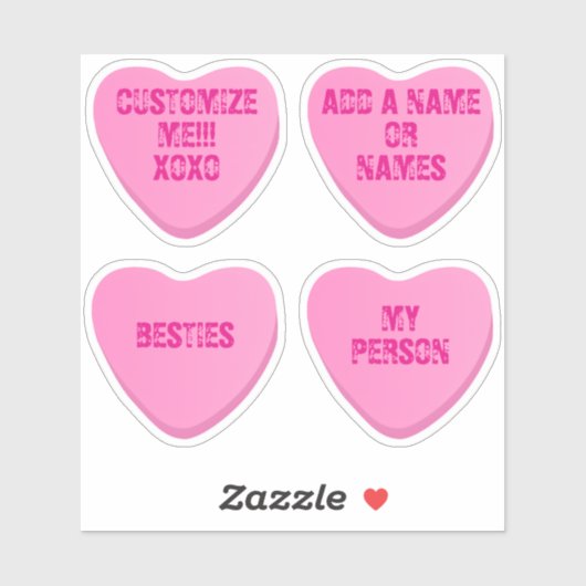 Custom Retro Candy Heart 4 Pink Vinyl Stickers シール (シート)
