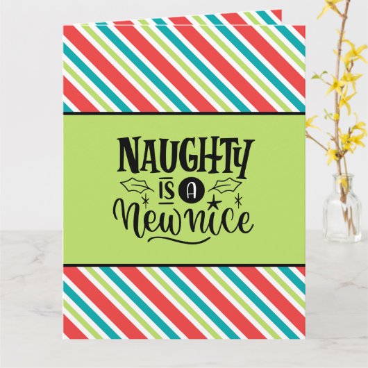 Custom Retro Christmas "Naughty is a New Nice" カード (黄色い花)