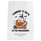 Custom Retro Creepin’ It Real in the Classroom ミディアムペーパーバッグ (裏面)