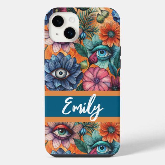 Custom Retro Floral Pattern iPhoneケース (裏面)