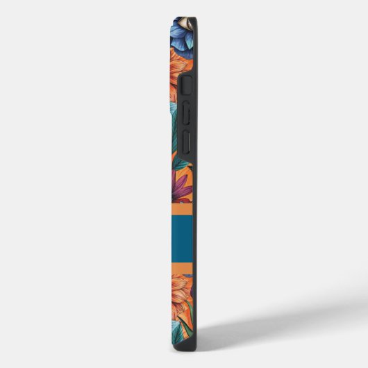 Custom Retro Floral Pattern iPhoneケース (左側面)