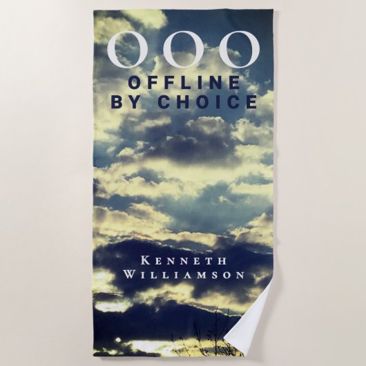 Custom Retro Funny OOO Summer Blue Sky Clouds Men  ビーチタオル (正面)