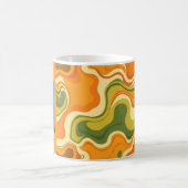 Custom Retro Groovy Swirl Abstract Orange Green コーヒーマグカップ (中央)