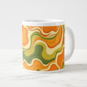 Custom Retro Groovy Swirl Abstract Orange Green ジャンボコーヒーマグカップ (正面右)