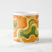 Custom Retro Groovy Swirl Abstract Orange Green ジャンボコーヒーマグカップ (正面)