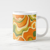 Custom Retro Groovy Swirl Abstract Orange Green ジャンボコーヒーマグカップ (右)