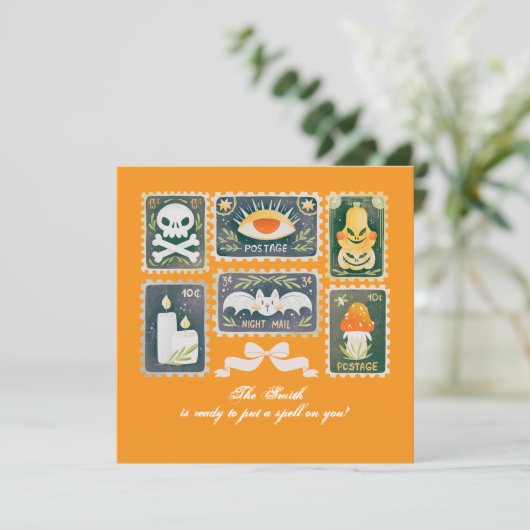 Custom Retro Halloween Spooky Season Pumpkin Stamp (スタンド正面)