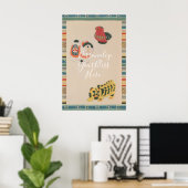 CUSTOM Retro Kawaii Japanese Folk Toy Art Print  ポスター (ホームオフィス)