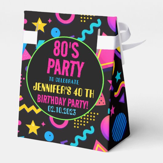 Custom Retro Neon 80’s Birthday – Fun Adult  フェイバーボックス (裏面サイド)