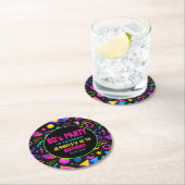Custom Retro Neon 80’s Birthday – Fun Adult  ラウンドペーパーコースター (インサイチュ)